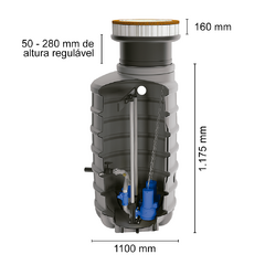Elevatória de esgoto SANIFOS 1600 Litros - 2 bombas 220 V ou 380 V, vazão até 40 m3/h - SANIFOS