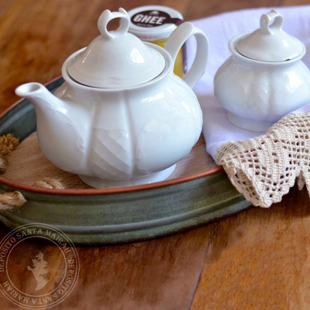 Conjunto de chá com bule de chá de porcelana para adultos