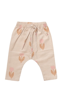 Pant Thai corderoy estampado tulipan rosa