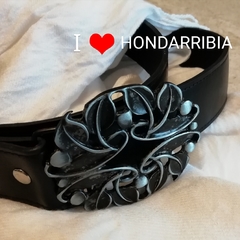 Cinturón HONDARRIBIA -hebilla de hojas caladas - 4cm