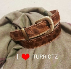 ITURRIOTZ - Cinturón con hebilla en bronce satinado - 3cm