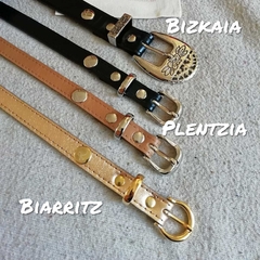 BIARRITZ - Cinturón de cuero dorado con hebilla bañada en oro - 2cm - comprar online
