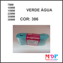 FITA CETIM SIMPLES CF005 22 mm COR 386 VERDE AGUA Peca 10 metros