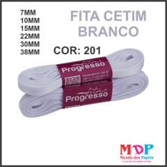 FITA CETIM SIMPLES CF009 38MM COR 201 BRANCO Peca 10 metros