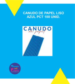 CANUDO DE PAPEL LISO AZUL PCT 100 UNID.