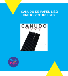 CANUDO DE PAPEL LISO PRETO PCT 100 UNID.