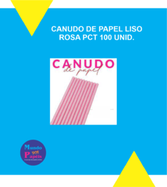 CANUDO DE PAPEL LISO ROSA PCT 100 UNID.