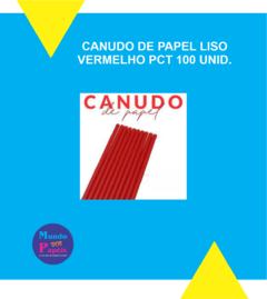 CANUDO DE PAPEL LISO VERMELHO PCT 100 UNID.