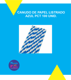 CANUDO DE PAPEL LISTRADO AZUL PCT 100 UNID.