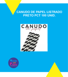 CANUDO DE PAPEL LISTRADO PRETO PCT 100 UNID.