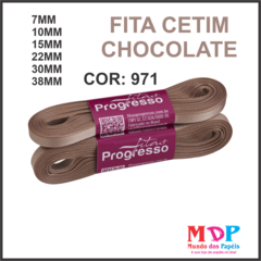 FITA CETIM SIMPLES CF009 38MM COR 971 CHOCOLATE Peca 10 metros