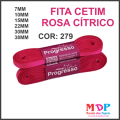FITA CETIM SIMPLES CF009 38MM COR 279 ROSA CITRICO Peca 10 metros