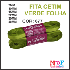 FITA CETIM SIMPLES CF009 38MM COR 677 VERDE FOLHA Peca 10 metros