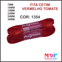 FITA CETIM SIMPLES CF001 7MM COR 1354 VERMELHO TOMATE Peca 10 metros