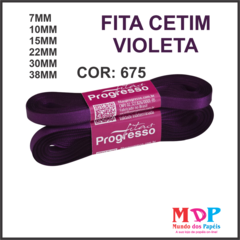 FITA CETIM SIMPLES CF003 15MM COR 675 VIOLETA Peca 10 metros