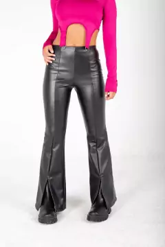 Imagen de PANTALON RUBI TAJO CUERINA NEGRO OPACO