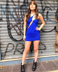 VESTIDO CLEO STRASS PECHO AZUL en internet