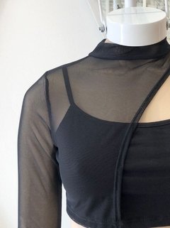 TOP CUELLO M/L TUL MODAL NEGRO en internet