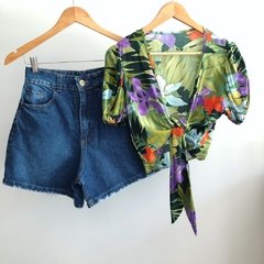 SHORT JEAN SUPER TIRO ALTO AZUL (SIN CAMBIO) - tienda online