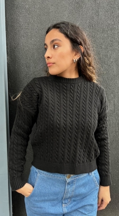 SWEATER GENTO TRENZADO NEGRO