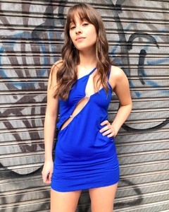 VESTIDO CLEO STRASS PECHO AZUL