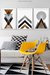 Conjunto 3 Quadros Gold Printable Geometric - comprar online