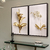 Quadro Decorativo Flores Detalhes Dourados vs02 - Kit com 2 Quadros