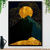 Quadro Arte Abstrata Azul escuro Verde textura de luz dourada brilhante -vs02