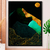 Quadro Arte Abstrata Azul escuro Verde textura de luz dourada brilhante -vs03