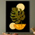 Quadro Arte abstrata de plantas ouro botânica fundo preto -vs03