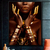 Quadro Linda Mulher Afro Pintada com Detalhes Dourado