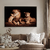Quadro Decorativo Família Leões com 2 filhotes Sépia