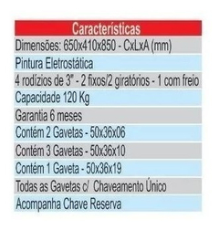 Carrinho Fechado 6 Gavetas Ferramentas N 08 Fercar - Universo Dos Parafusos 