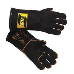 Luva De Couro Para Soldagem Heavy Duty Black Esab Preta