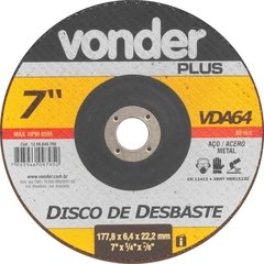 Disco Desbaste 7" 180mm x 6,4 x 22,2 VDA64 VDPL Vonder