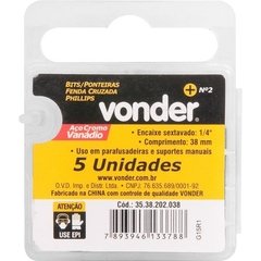 Bits Phillips Enc 1/4 N 2 38mm 5 peças Vonder na internet