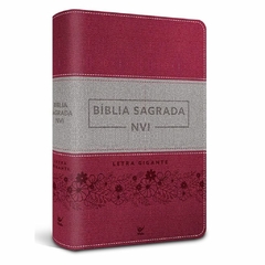 BÍBLIA SAGRADA NVI Letra Gigante Luxo Rosa e Cinza