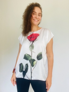 Camiseta Kaftan Cetim Rosa Única Branca - ALESSA