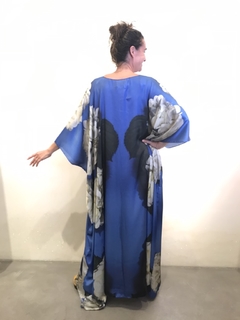 Vestido Máxi Longo Cetim Hortênsia Azul - comprar online