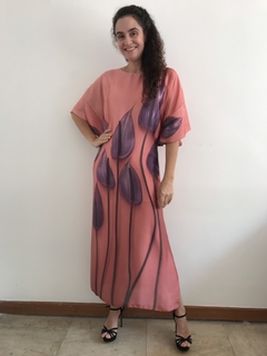 Vestido Longo Asa Cetim Antúrio Rosa - buy online