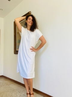 Vestido Kaftan Paetê Branco