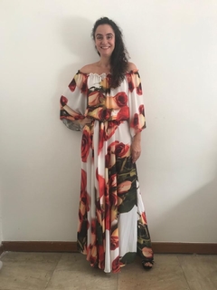 Vestido Cigana Longo Evasê Crepe Rosa Ocre - comprar online