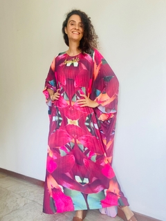 Vestido Plissado Longo Crepe Orquídea Vermelha - comprar online