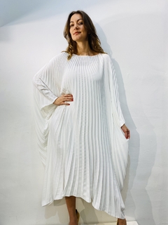 Vestido Plissado Longo Crepe Branco - (cópia) on internet