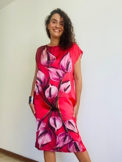 Vestido Kaftan Cetim Antúrio Vermelho on internet