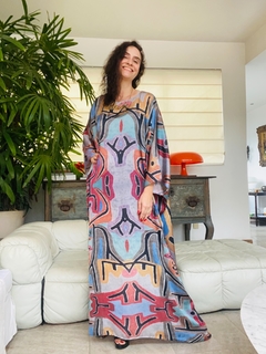 Vestido Maxi Longo Cetim Paul Klee Rosa - buy online