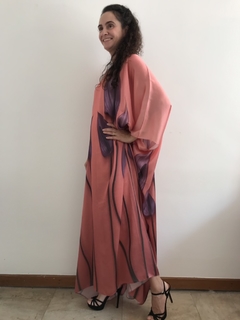 Vestido Longo Maxi Cetim Antúrio Rosa na internet