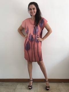 Vestido Curto Kaftan Cetim Antúrio Rosa - buy online