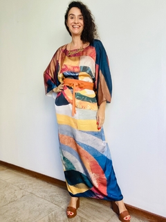 Vestido Maxi Longo Cetim Aquarela - buy online