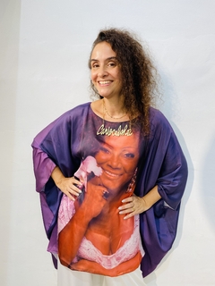 Camiseta Maxi Cetim Alcione Lilas - loja online